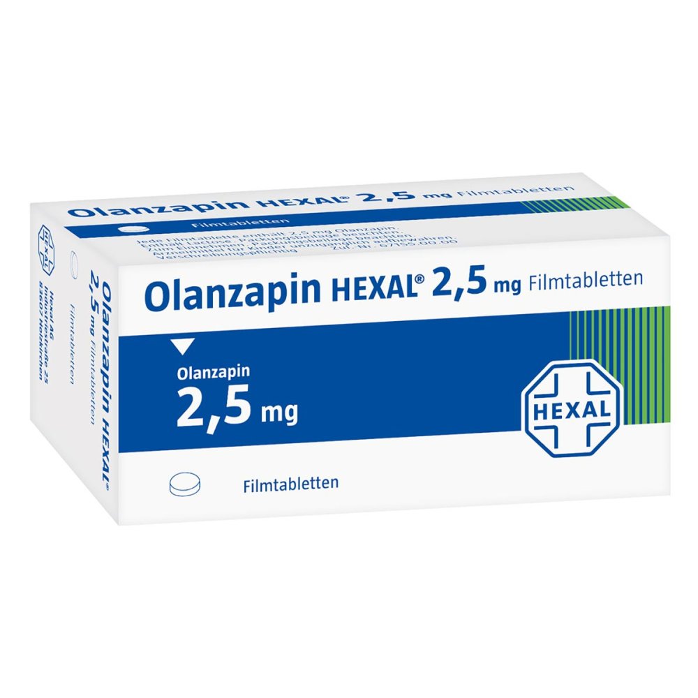 Das Produktfoto zeigt Olanzapin Hexal 2,5 Mg Filmtabletten (70 stk) PZN 08877412