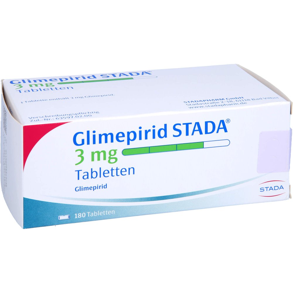 Das Produktfoto zeigt Glimepirid Stada 3 Mg Tabletten (180 stk) PZN 08884323