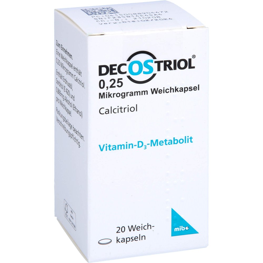 Das Produktfoto zeigt Decostriol 0,25 Μg Weichkapseln (20 stk) PZN 08890447