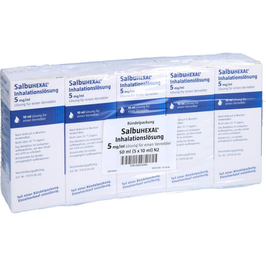 Das Produktfoto zeigt Salbuhexal Lösung Für Einen Vernebler (5X10 ml) PZN 08903084