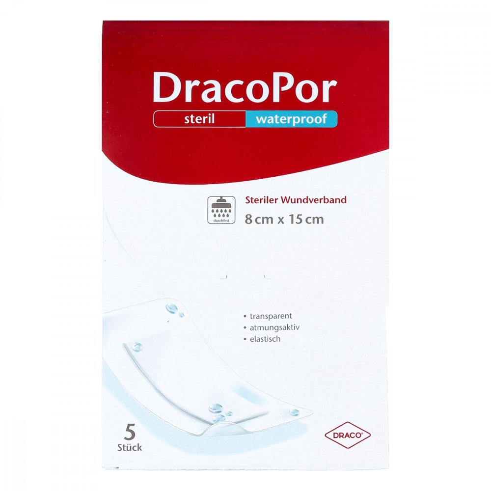 Dracopor Waterproof Wundverband 8x15 Cm Steril (5 stk)
