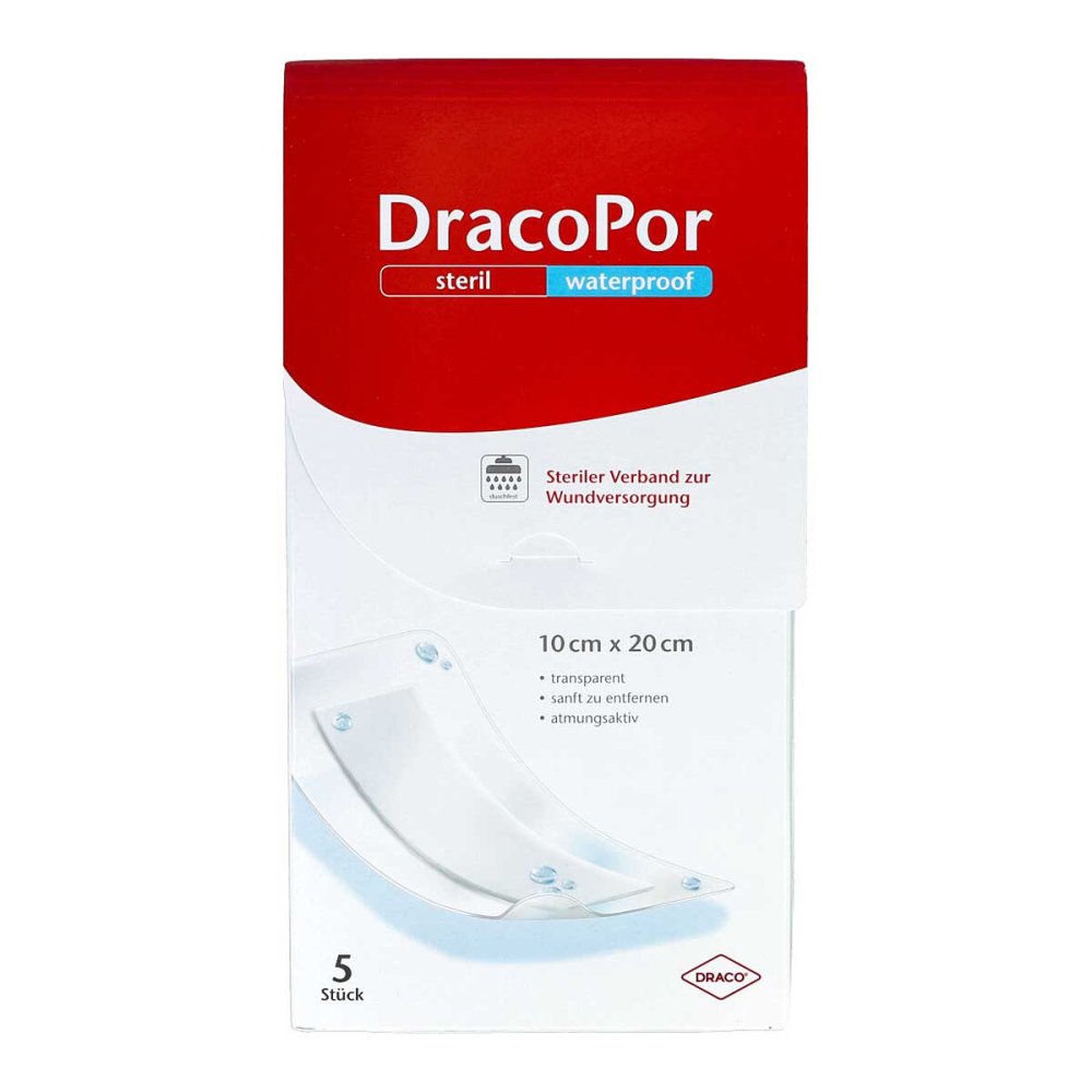 Dracopor Waterproof Wundverband 10x20 Cm Steril (5 stk)