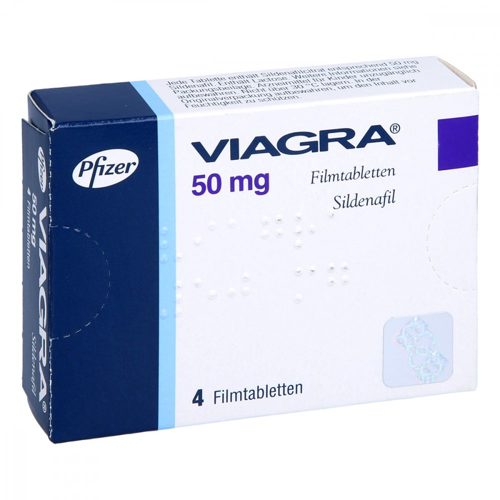 Das Produktfoto zeigt Viagra 50 Mg Filmtabletten (4 stk) PZN 08906792