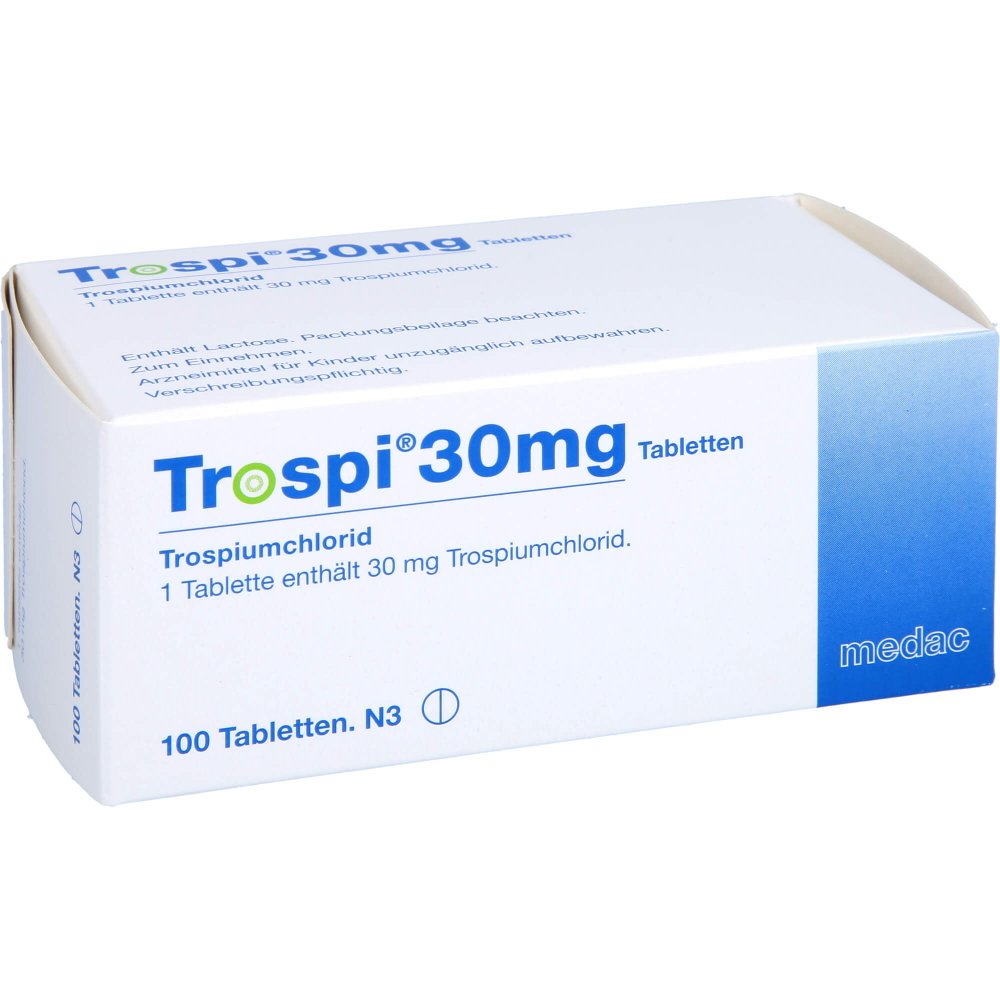 Das Produktfoto zeigt Trospi 30 Mg Tabletten (100 stk) PZN 08909359