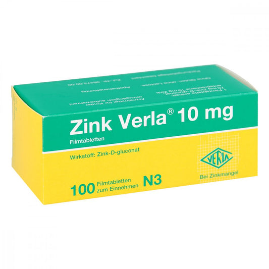 Zink Verla 10 Mg Filmtabletten (100 stk)
