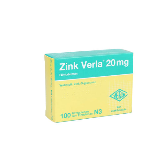 Das Produktfoto zeigt Zink Verla 20 Mg Filmtabletten (100 stk) PZN 08912232