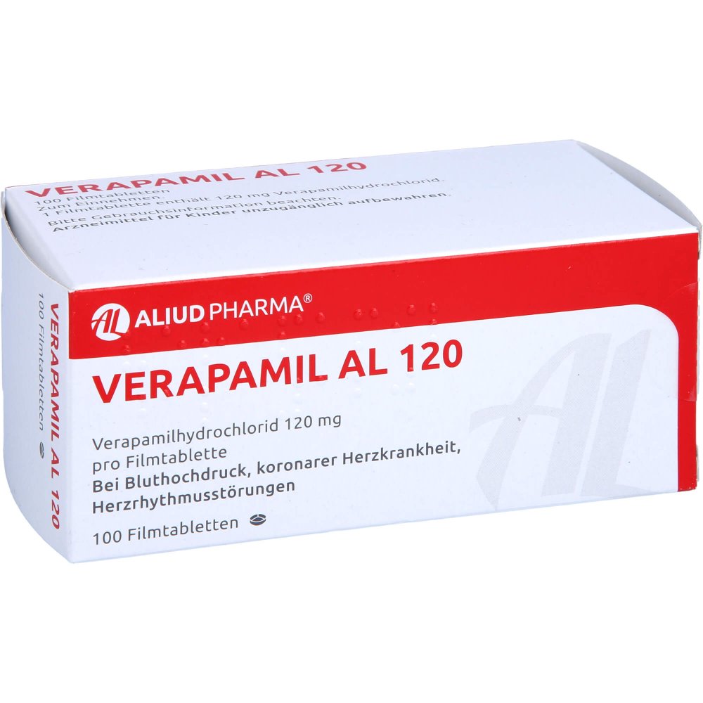 Das Produktfoto zeigt Verapamil Al 120 Filmtabletten (100 stk) PZN 08913438
