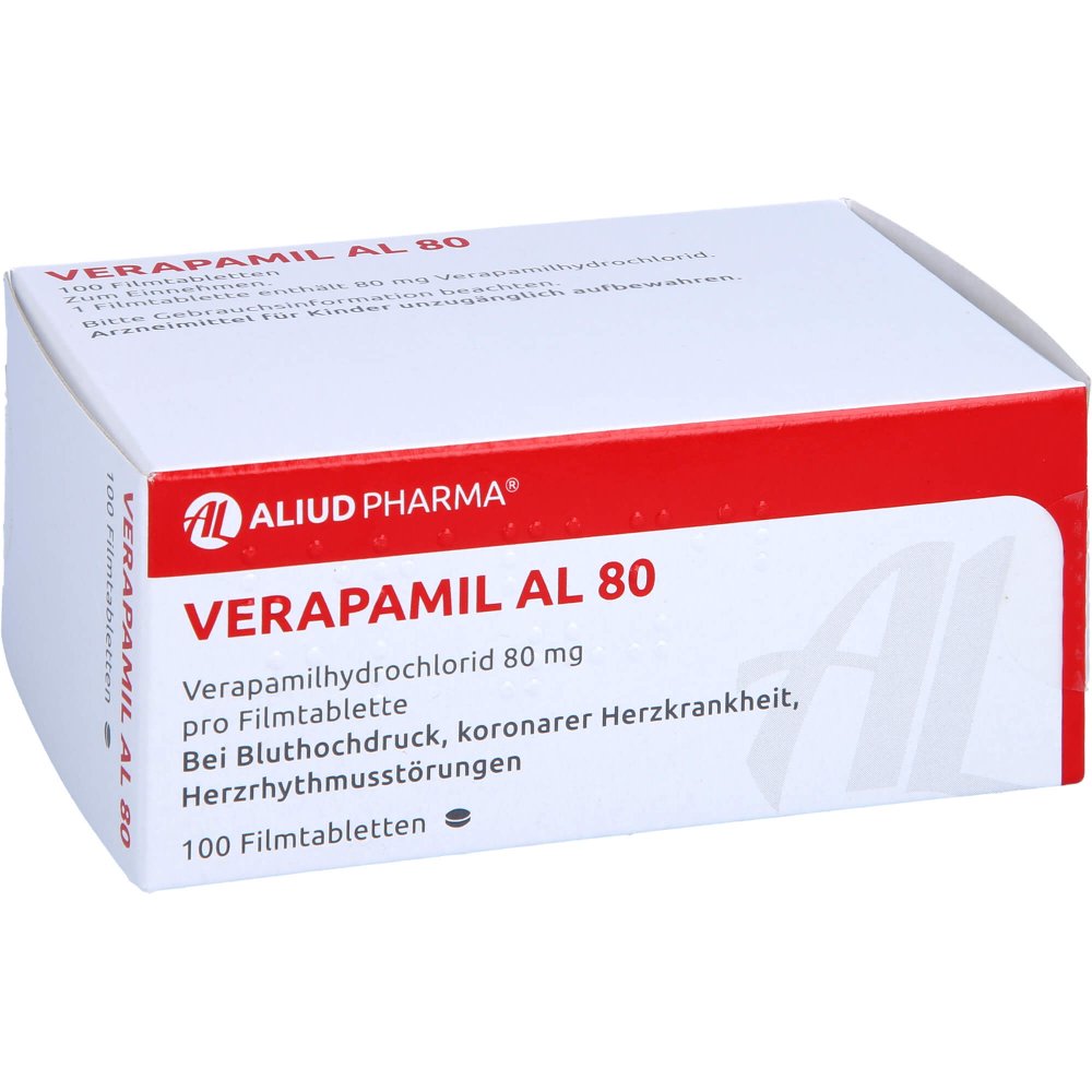 Das Produktfoto zeigt Verapamil Al 80 Filmtabletten (100 stk) PZN 08913450