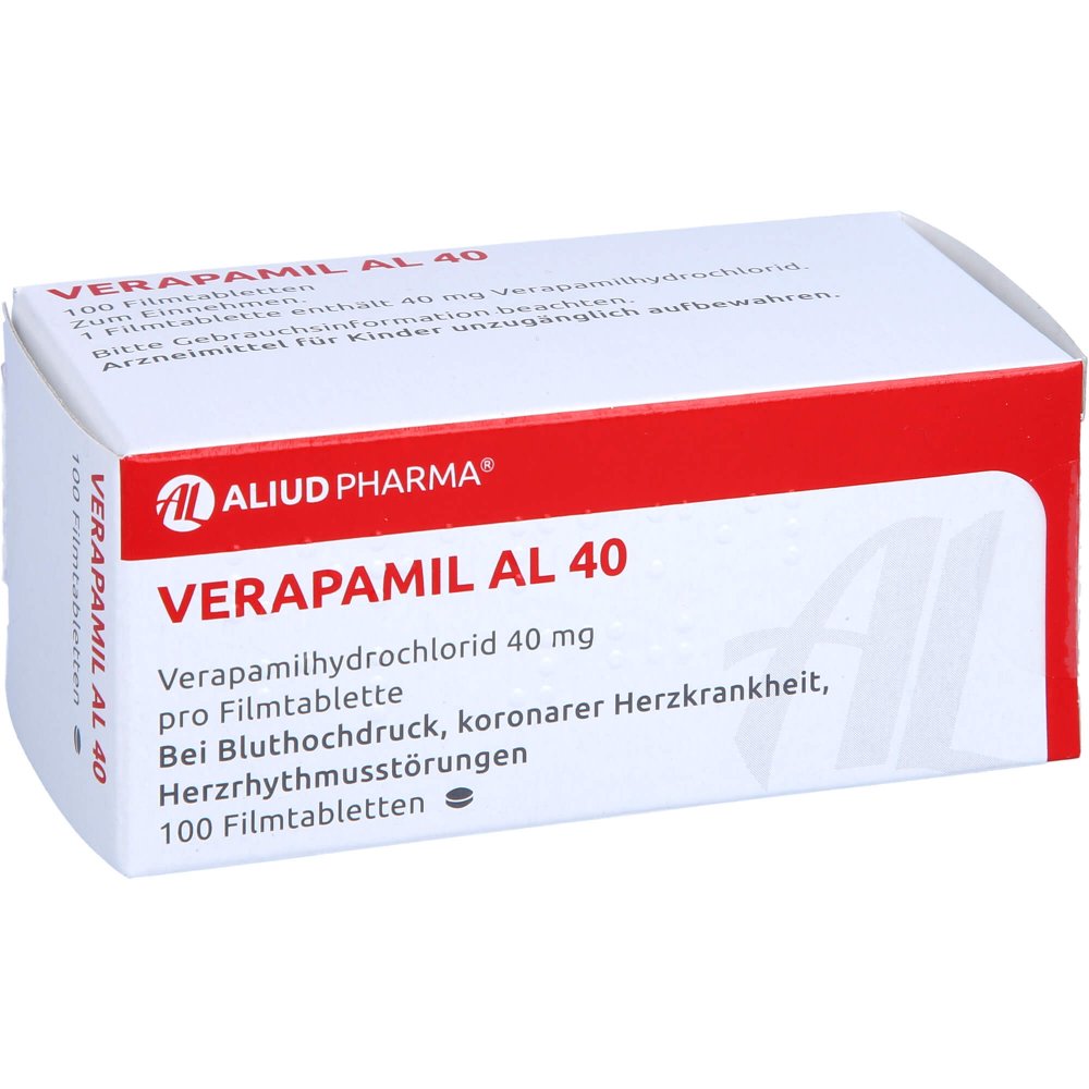Das Produktfoto zeigt Verapamil Al 40 Filmtabletten (100 stk) PZN 08913473