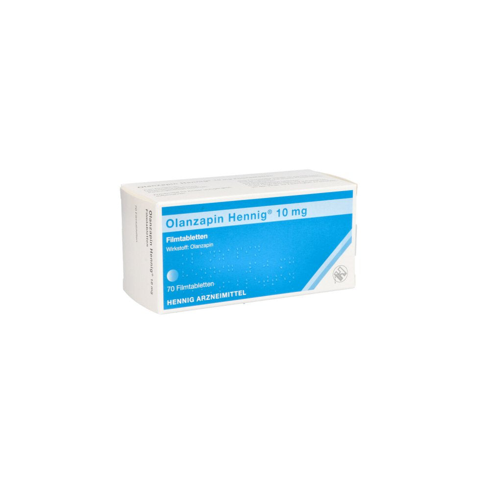 Das Produktfoto zeigt Olanzapin Hennig 10 Mg Filmtabletten (70 stk) PZN 08913964