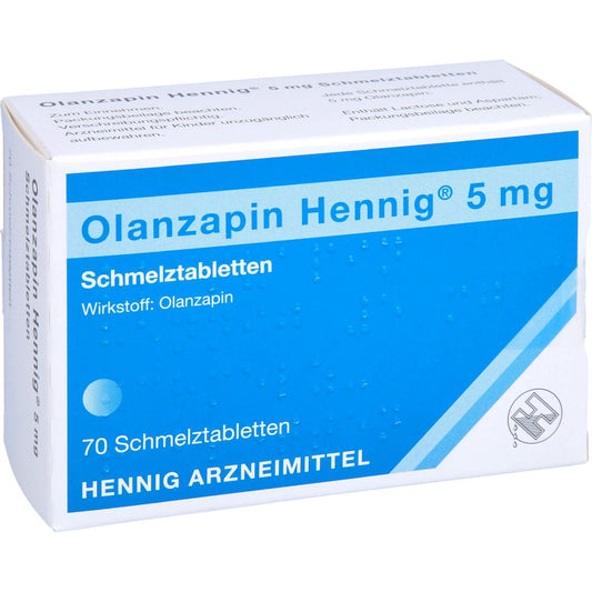 Das Produktfoto zeigt Olanzapin Hennig 5 Mg Schmelztabletten (70 stk) PZN 08914076