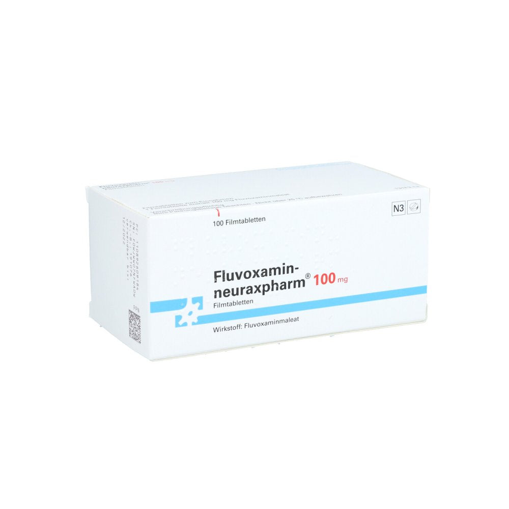 Das Produktfoto zeigt Fluvoxamin-Neuraxpharm 100 Mg Filmtabletten (100 stk) PZN 08926091