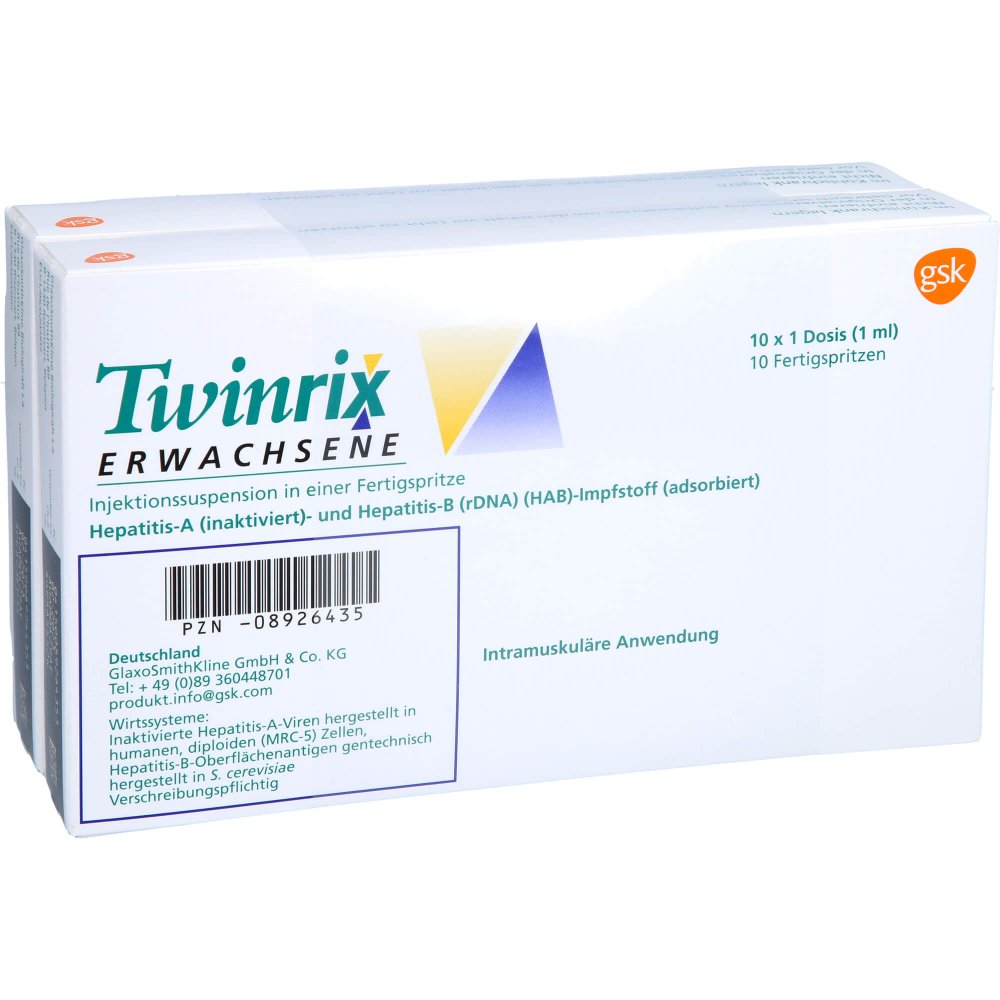 Twinrix Erwachsene Impfdosis Inj.-Sus.I.E.Fs O.Kan (10X1 stk)