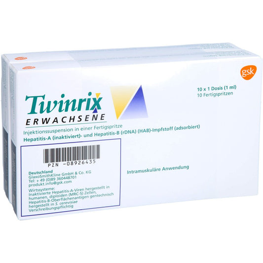 Twinrix Erwachsene Impfdosis Inj.-Sus.I.E.Fs O.Kan (10X1 stk)