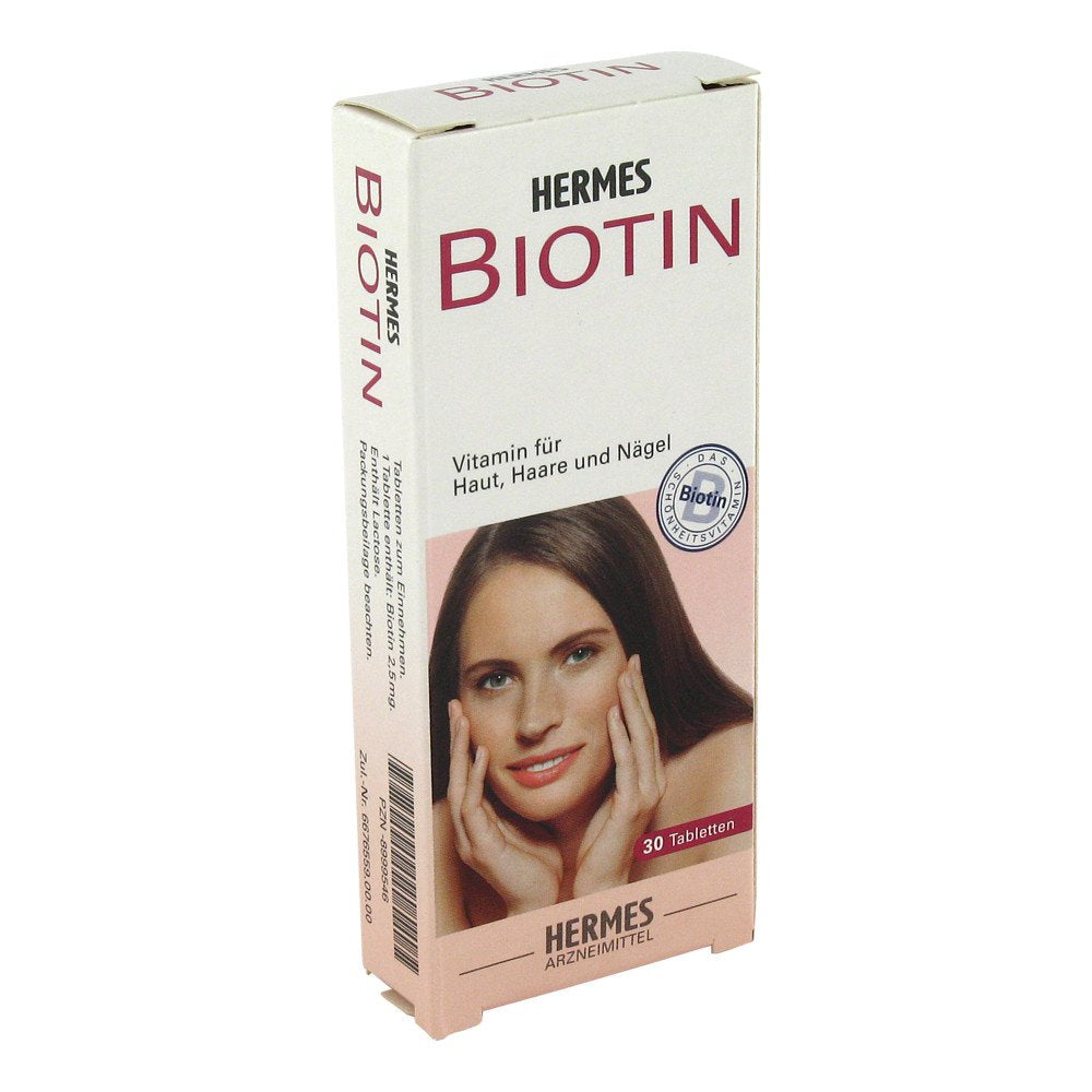 Das Produktfoto zeigt Biotin Hermes 2,5 Mg Tabletten (30 stk) PZN 08999546