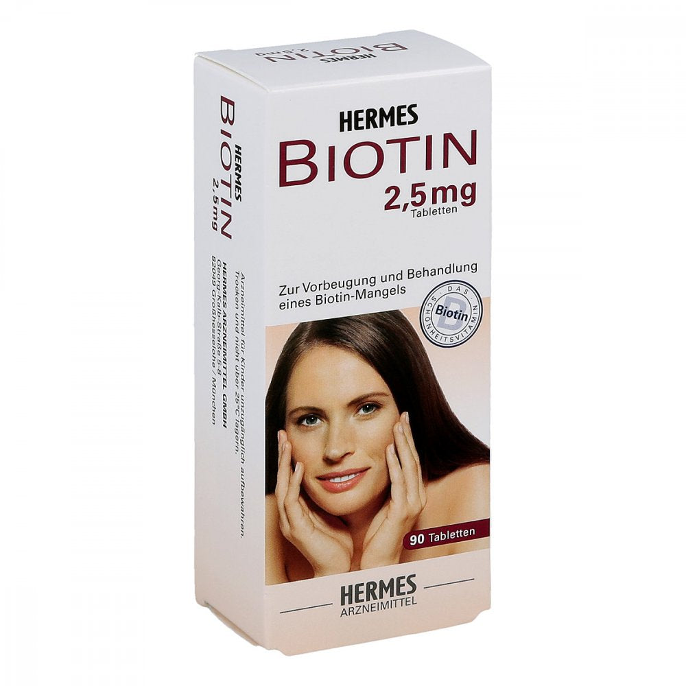 Das Produktfoto zeigt Biotin Hermes 2,5 Mg Tabletten (90 stk) PZN 08999552