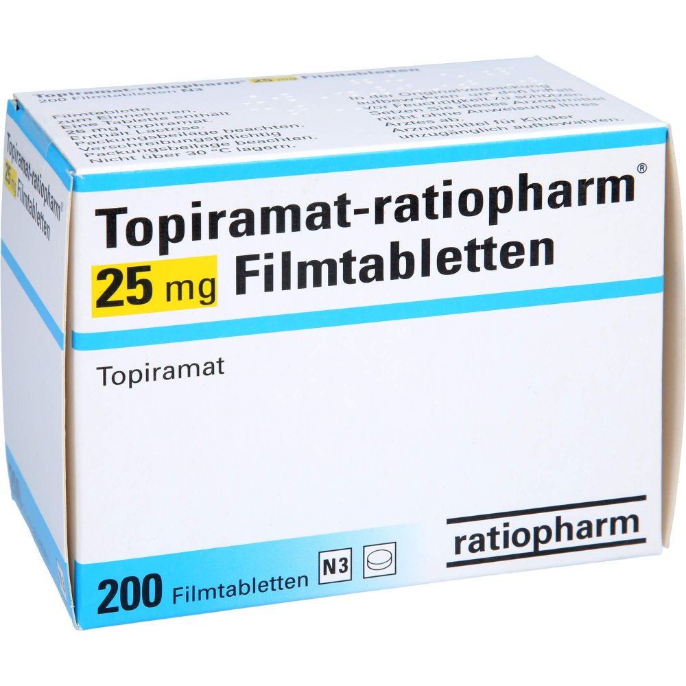 Topiramat-Ratiopharm 25 Mg Filmtabletten (200 stk)