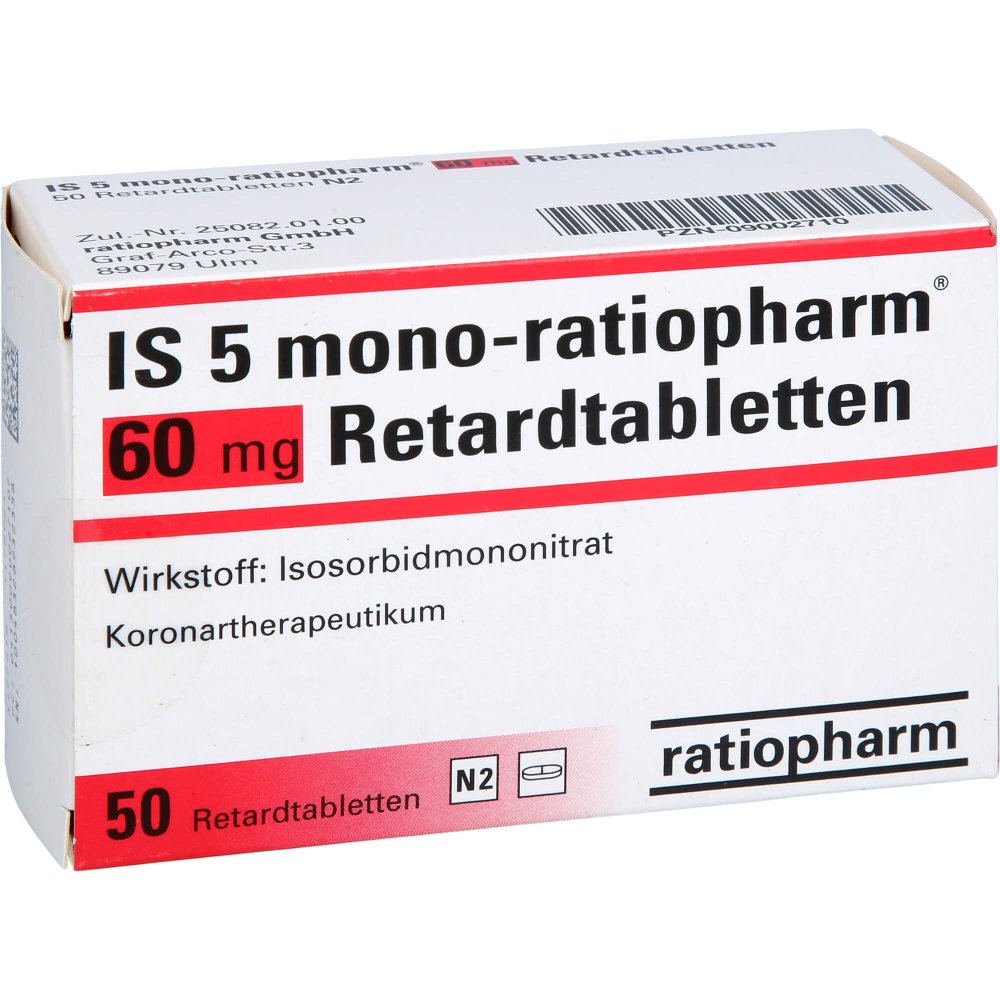Das Produktfoto zeigt Is 5 Mono-Ratiopharm 60 Mg Retardtabletten (50 stk) PZN 09002710