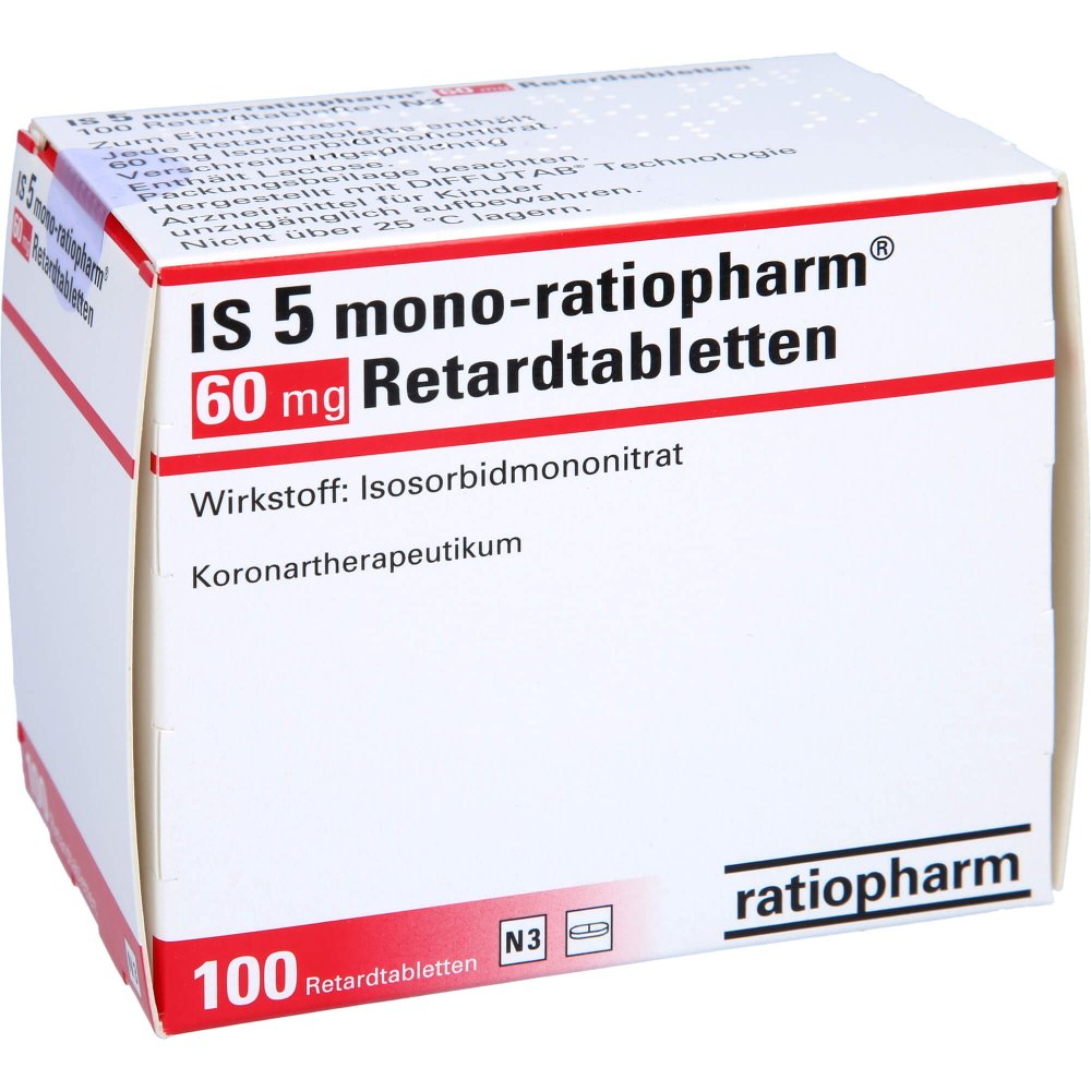Das Produktfoto zeigt Is 5 Mono-Ratiopharm 60 Mg Retardtabletten (100 stk) PZN 09002727