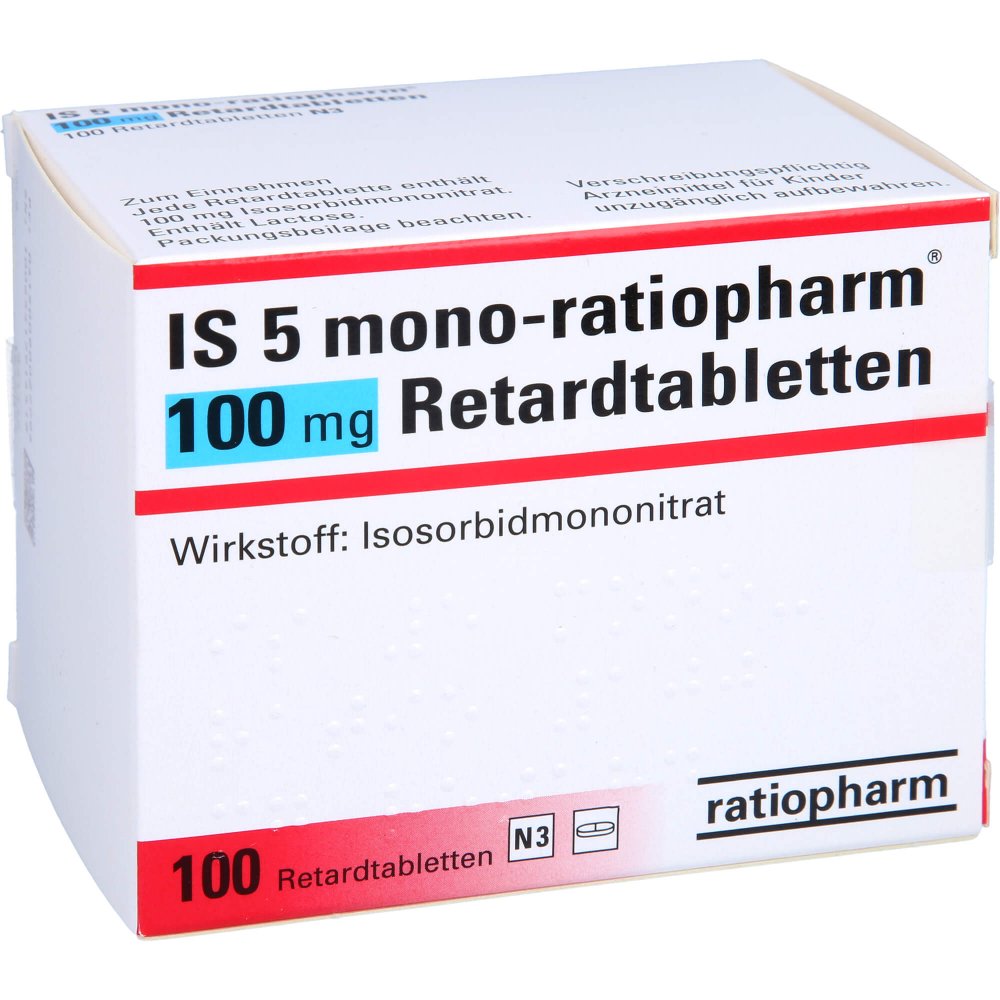 Das Produktfoto zeigt Is 5 Mono-Ratiopharm 100 Mg Retardtabletten (100 stk) PZN 09002779