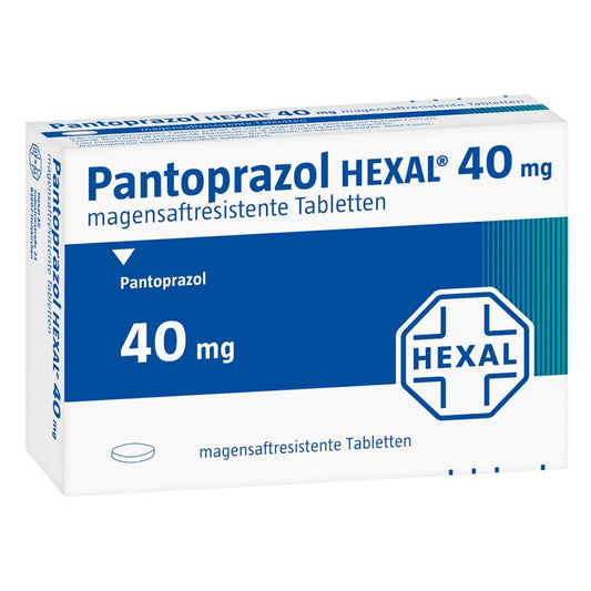 Das Produktfoto zeigt Pantoprazol Hexal 40 Mg Magensaftres.Tabletten (100 stk) PZN 09006582