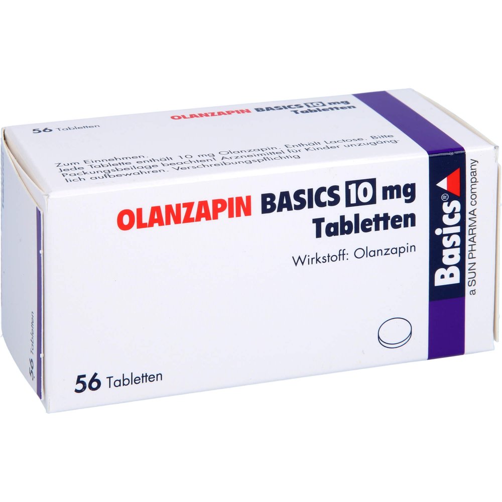 Das Produktfoto zeigt Olanzapin Basics 10 Mg Tabletten (56 stk) PZN 09060127