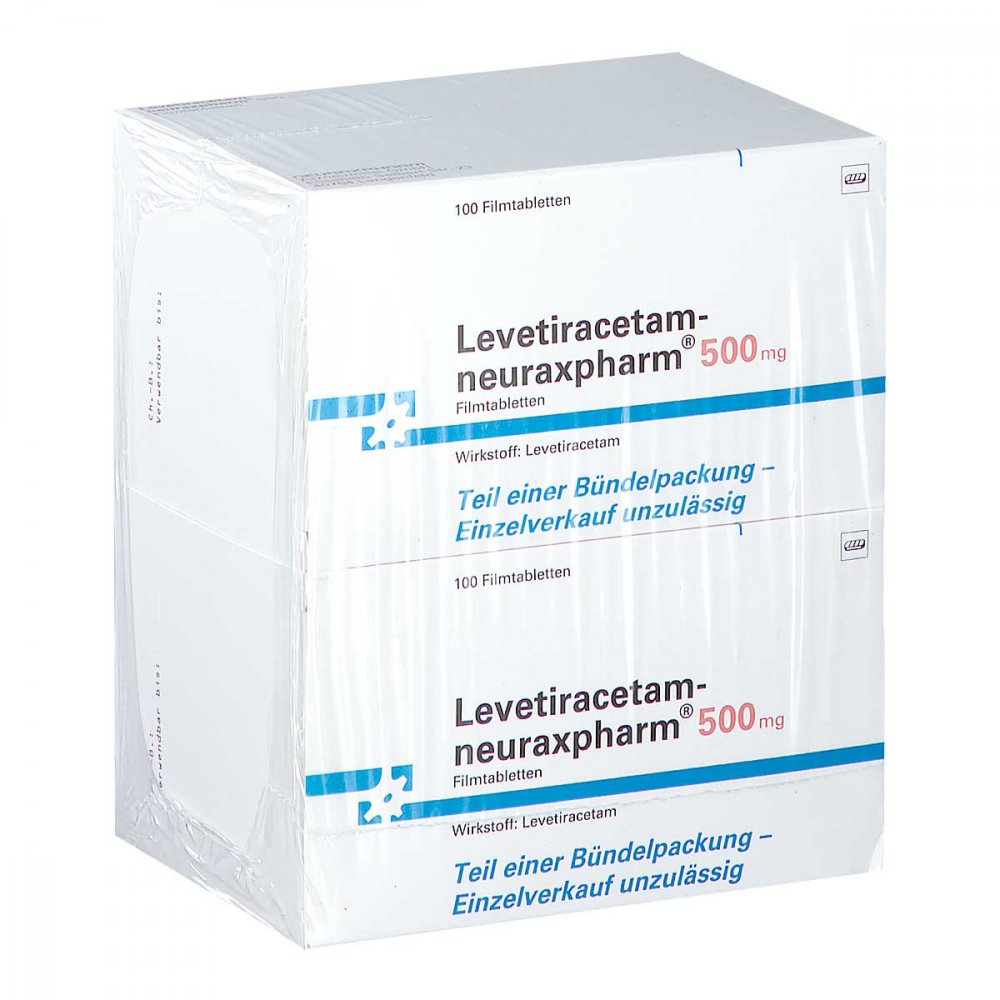 Das Produktfoto zeigt Levetiracetam-Neuraxpharm 500 Mg Filmtabletten (200 stk) PZN 09064846