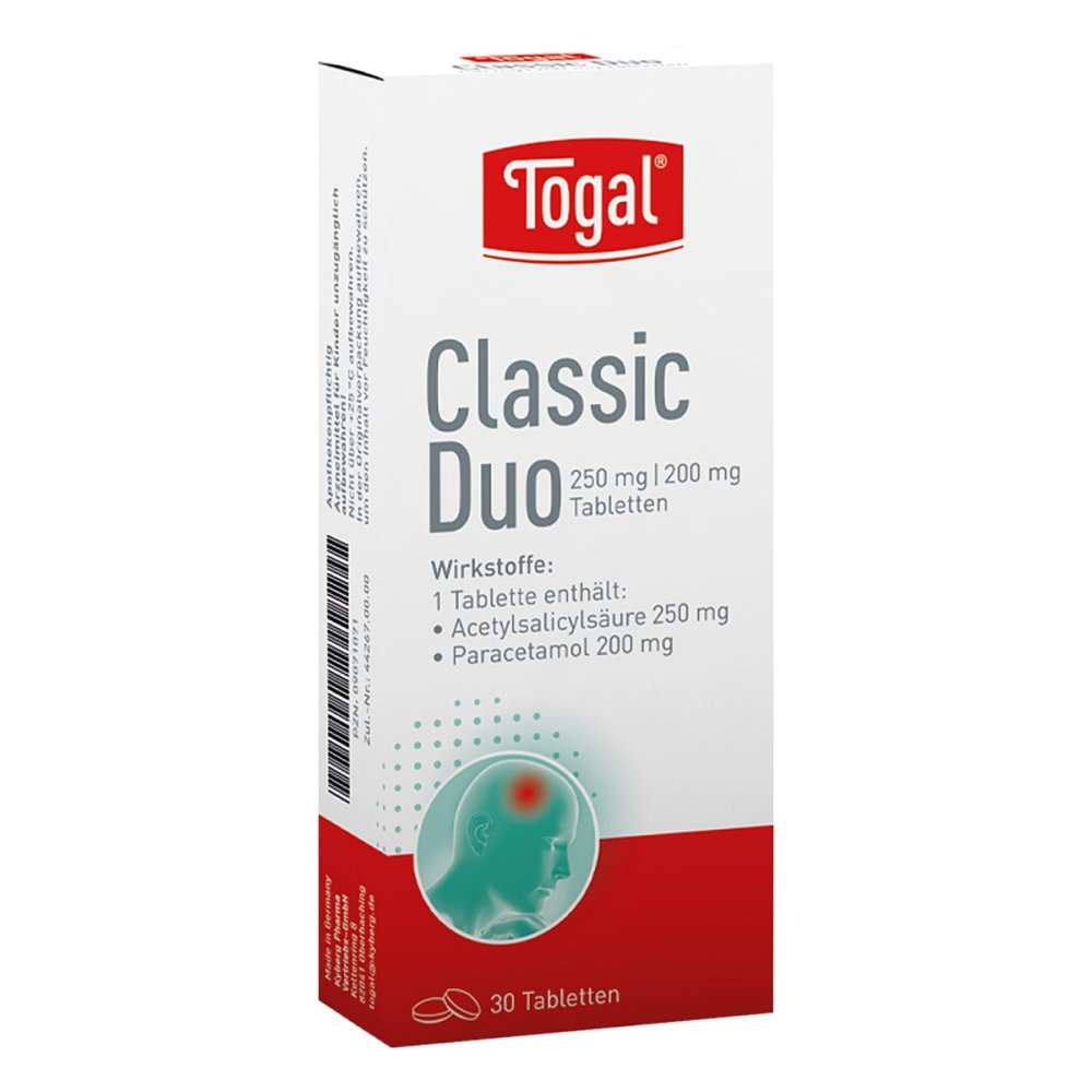 Das Produktfoto zeigt Togal Classic Duo Tabletten (30 stk) PZN 09071071