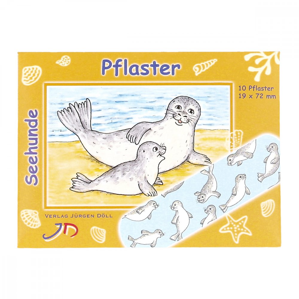 Das Produktfoto zeigt Kinderpflaster Seehunde Briefchen (10 stk) PZN 09078268