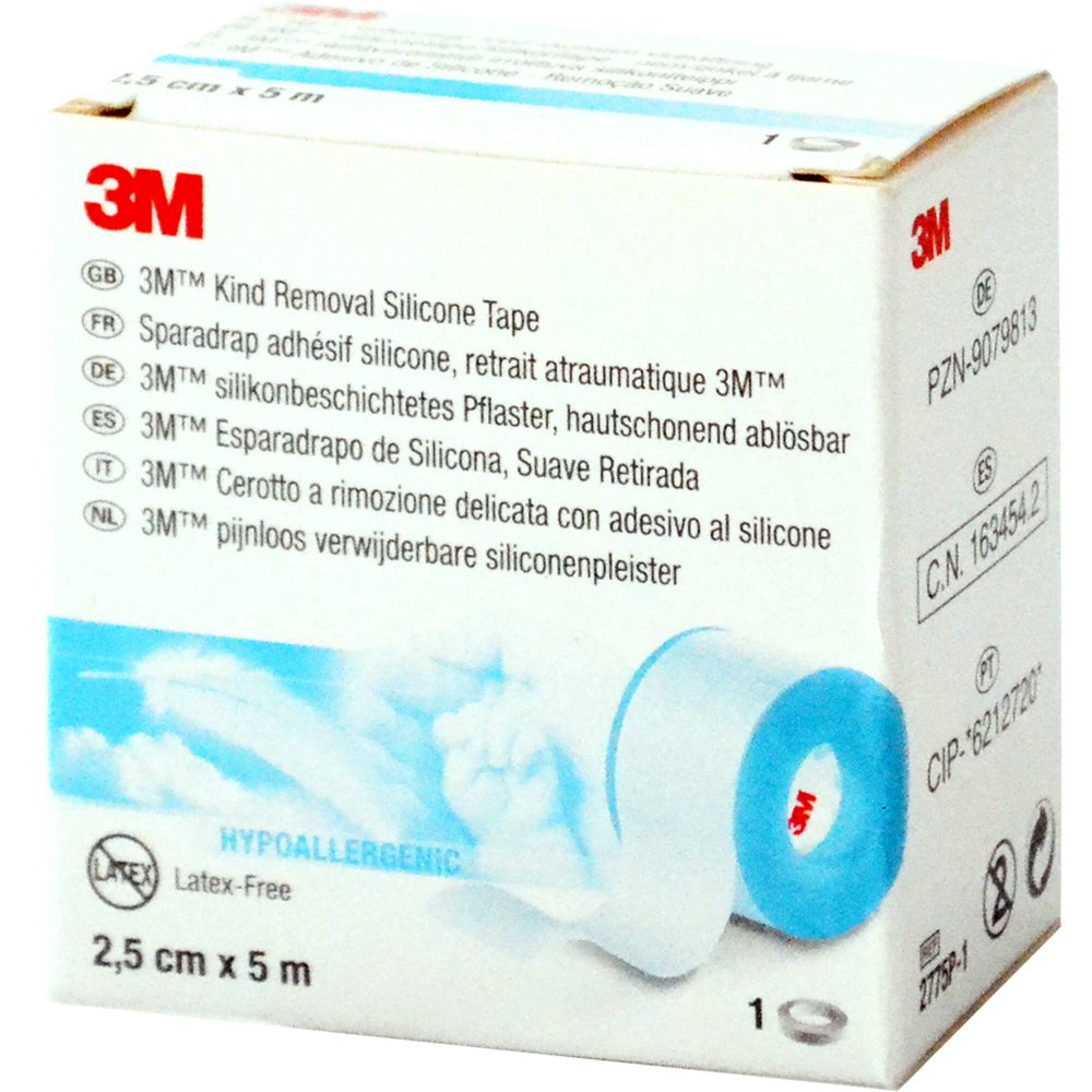 Das Produktfoto zeigt Silikonbeschichtetes Pflaster 2,5 Cmx5 M Rolle (1 stk) PZN 09079813