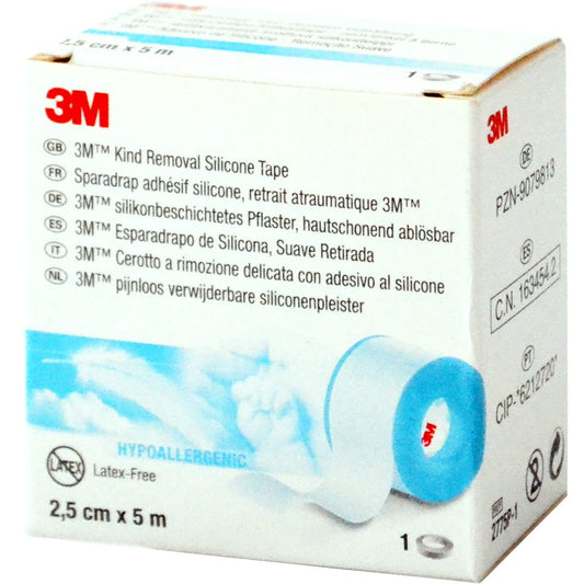 Das Produktfoto zeigt Silikonbeschichtetes Pflaster 2,5 Cmx5 M Rolle (1 stk) PZN 09079813