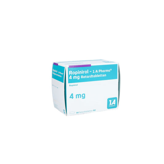 Das Produktfoto zeigt Ropinirol-1a Pharma 4 Mg Retardtabletten (84 stk) PZN 09080673