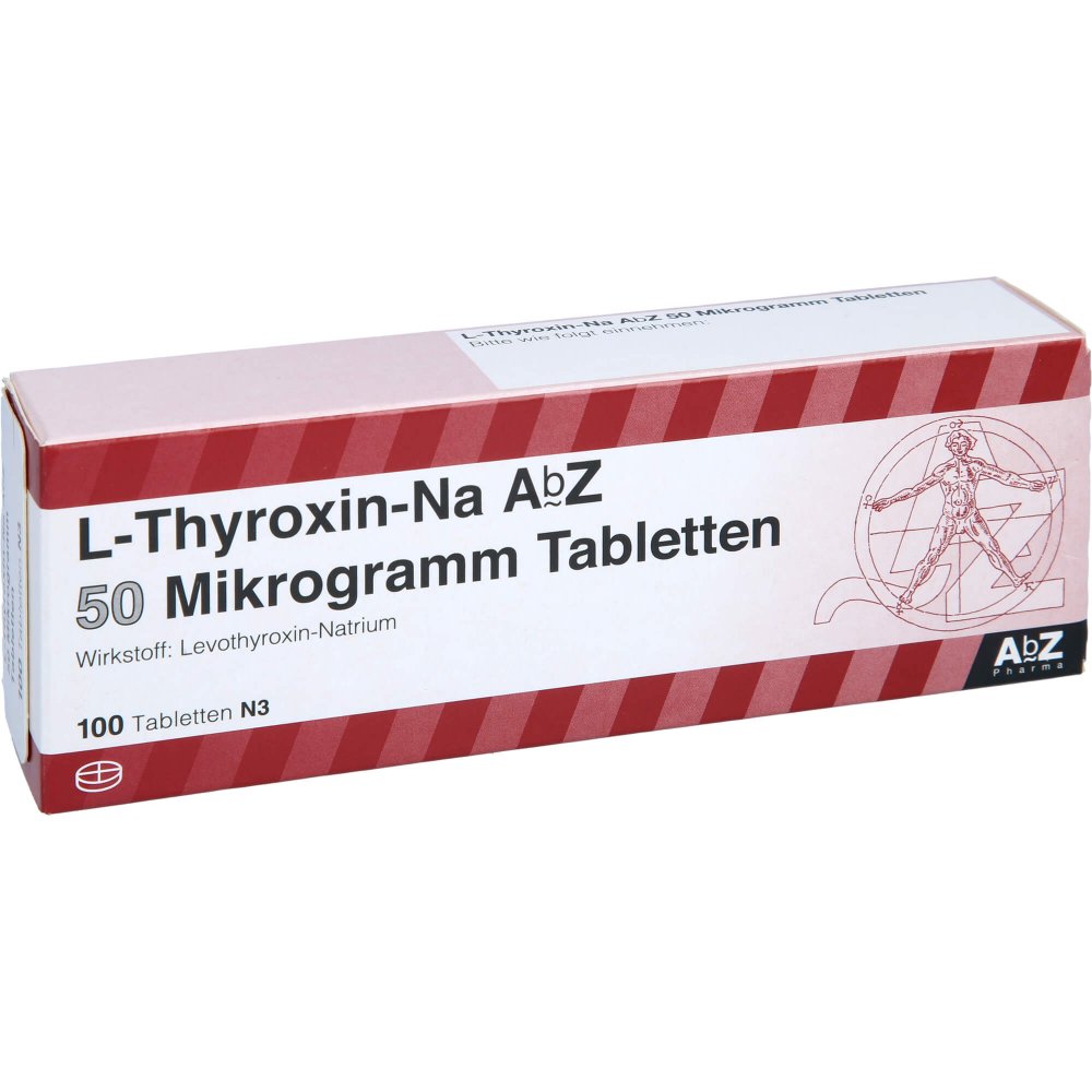 Das Produktfoto zeigt L-Thyroxin-Na Abz 50 Mikrogramm Tabletten (100 stk) PZN 09082330