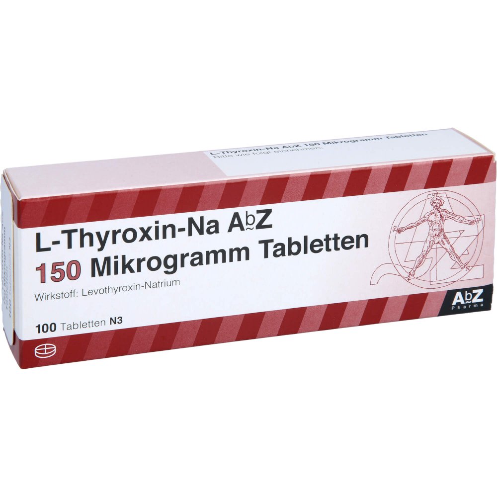 Das Produktfoto zeigt L-Thyroxin-Na Abz 150 Mikrogramm Tabletten (100 stk) PZN 09082442