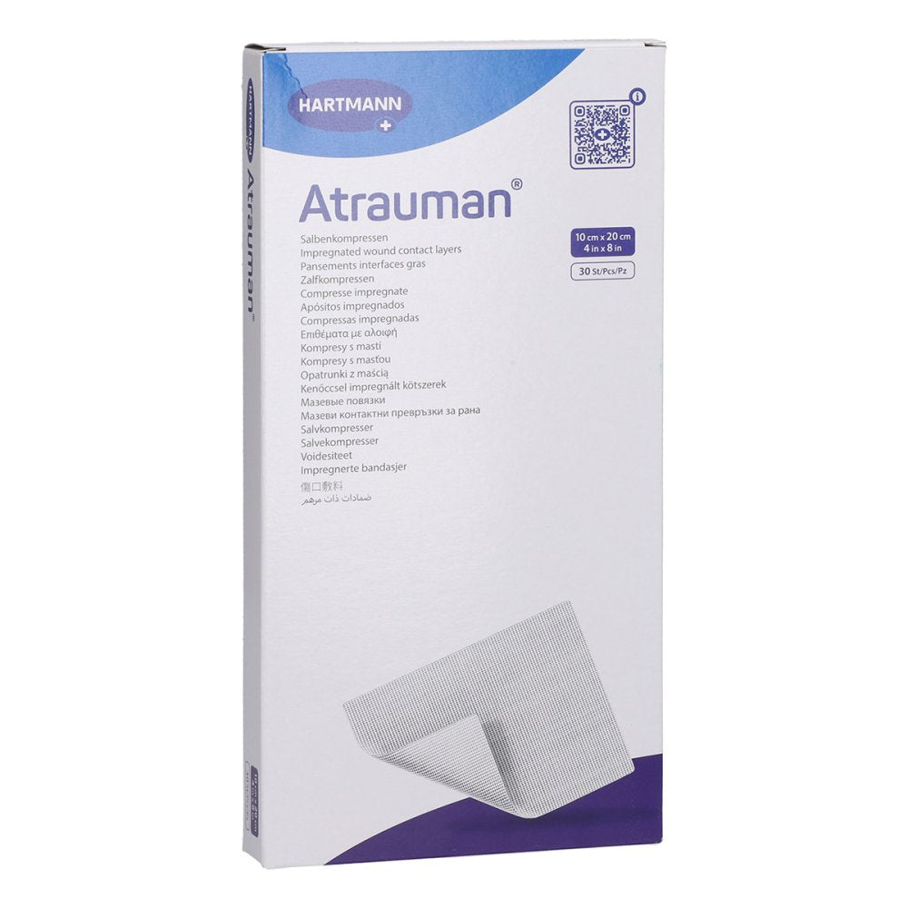 Das Produktfoto zeigt Atrauman 10x20 Cm Steril Kompressen (30 stk) PZN 09083387