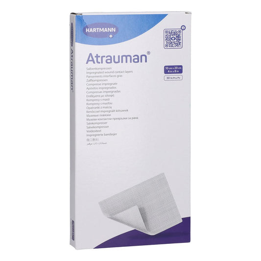 Das Produktfoto zeigt Atrauman 10x20 Cm Steril Kompressen (30 stk) PZN 09083387