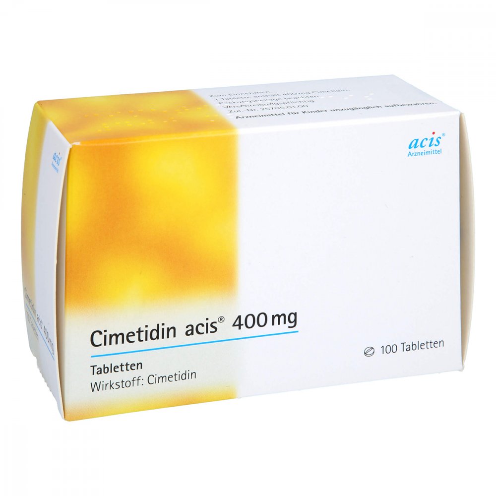 Das Produktfoto zeigt Cimetidin Acis 400 Mg Tabletten (100 stk) PZN 09083772