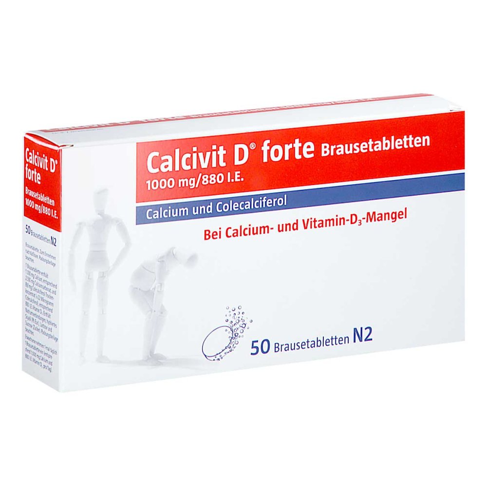 Das Produktfoto zeigt Calcivit D Forte Brausetabletten (50 stk) PZN 09097113