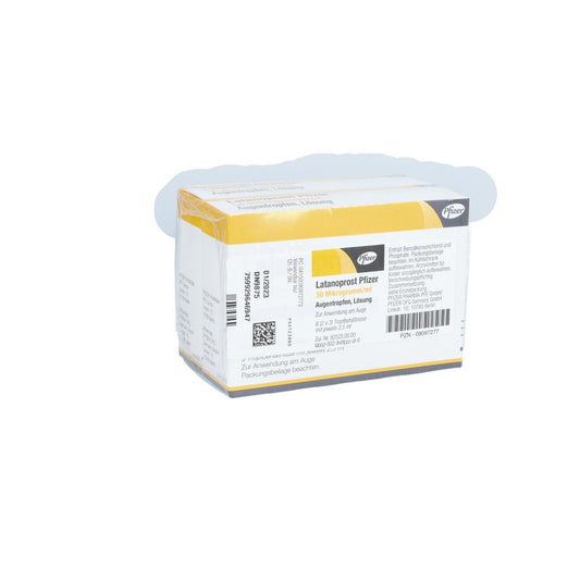 Das Produktfoto zeigt Latanoprost Pfizer 50 Mikrogramm/Ml Augentropfen (6X2.5 ml) PZN 09097277