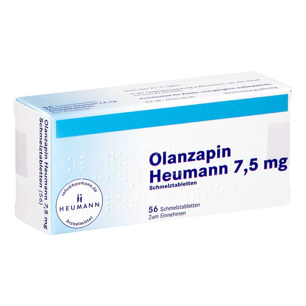 Das Produktfoto zeigt Olanzapin Heumann 7,5 Mg Schmelztabletten (56 stk) PZN 09099997