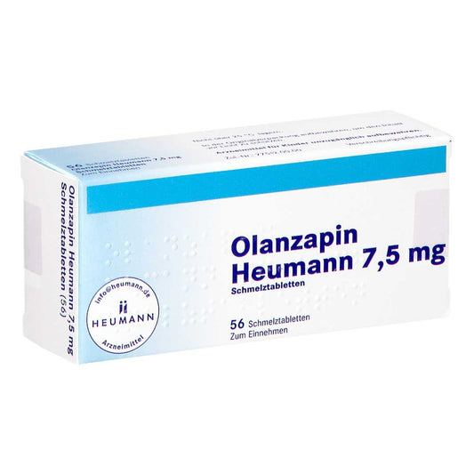 Das Produktfoto zeigt Olanzapin Heumann 7,5 Mg Schmelztabletten (56 stk) PZN 09099997
