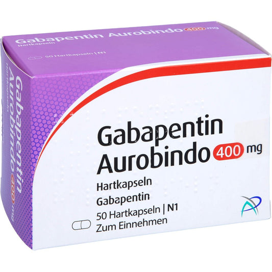 Das Produktfoto zeigt Gabapentin Aurobindo 400 Mg Hartkapseln (50 stk) PZN 09103836