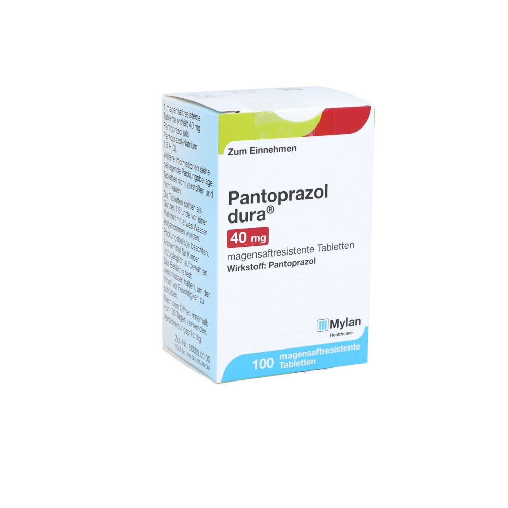 Das Produktfoto zeigt Pantoprazol Dura 40 Mg Magensaftres.Tabletten (100 stk) PZN 09155804