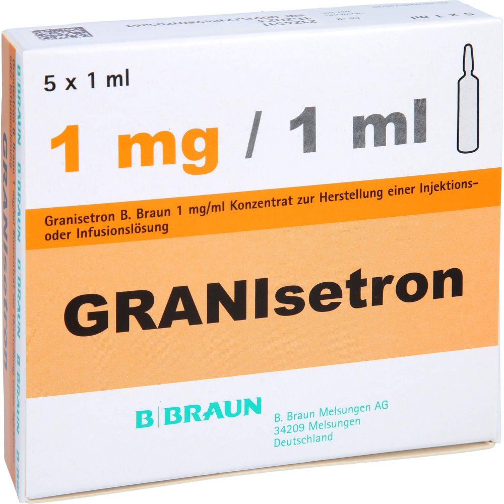 Das Produktfoto zeigt Granisetron B.Braun 1 Mg/Ml Infusionslsg.-Konz. (5X1 ml) PZN 09174612