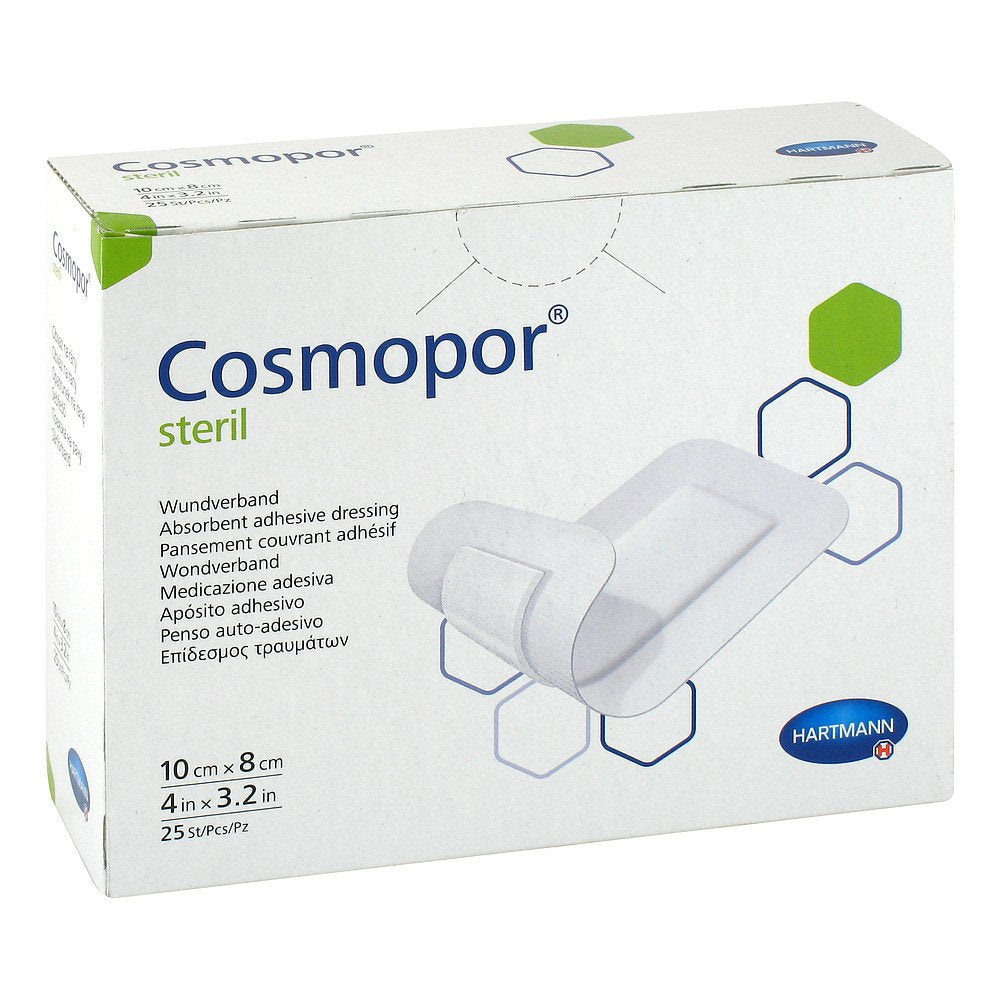 Das Produktfoto zeigt Cosmopor Steril Wundverband 8x10 Cm (25 stk) PZN 09177645