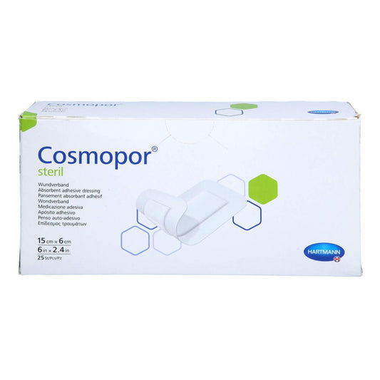 Das Produktfoto zeigt Cosmopor Steril Wundverband 6x15 Cm (25 stk) PZN 09177651