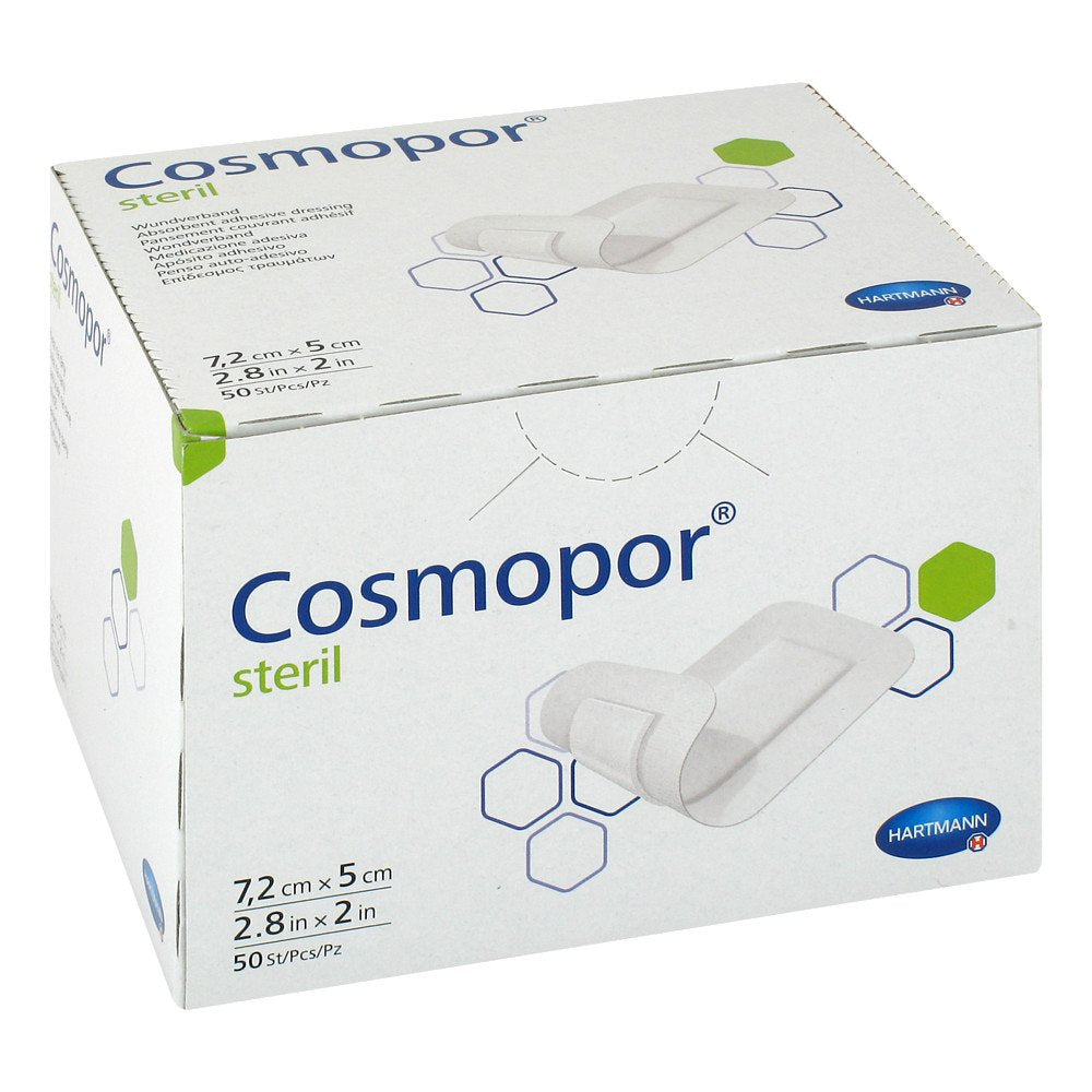Das Produktfoto zeigt Cosmopor Steril Wundverband 5x7,2 Cm (50 stk) PZN 09177697