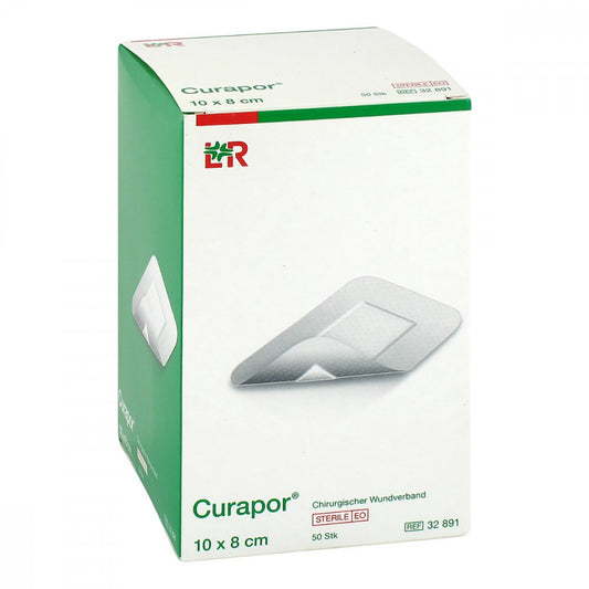 Das Produktfoto zeigt Curapor Wundverband Steril 8x10 Cm (50 stk) PZN 09177728