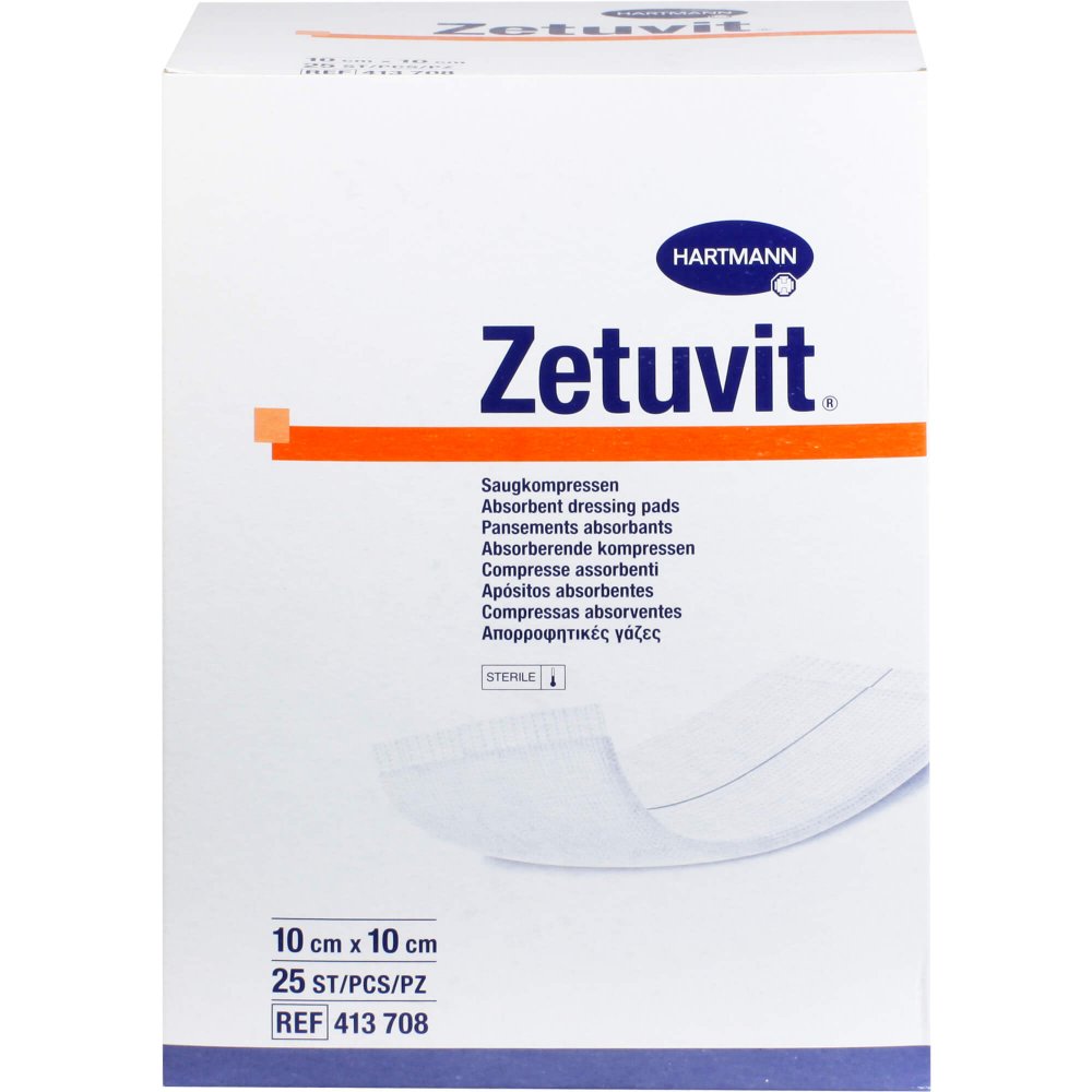 Das Produktfoto zeigt Zetuvit Saugkompressen Steril 10x10 Cm (25 stk) PZN 09178633