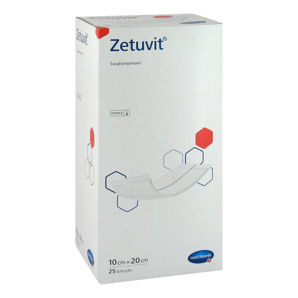 Das Produktfoto zeigt Zetuvit Saugkompressen Steril 10x20 Cm (25 stk) PZN 09178656